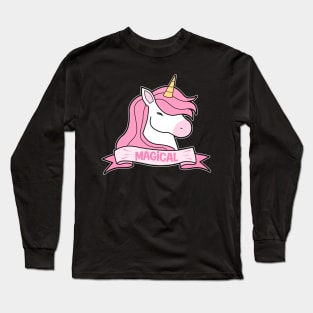 Pink Magical Cute Unicorn Long Sleeve T-Shirt